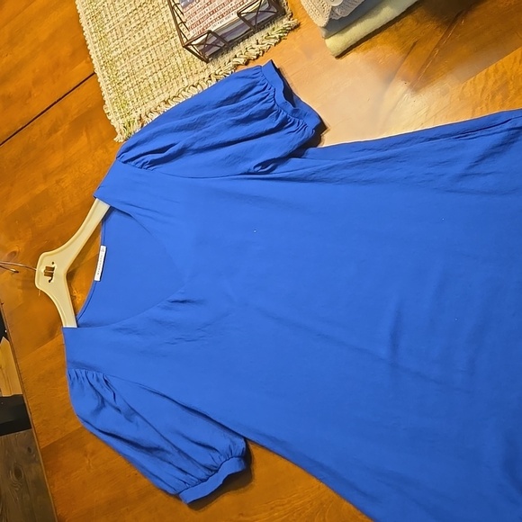 Staccato Blue Puffed Sleeve Dress, Royal Blue - Picture 3 of 4